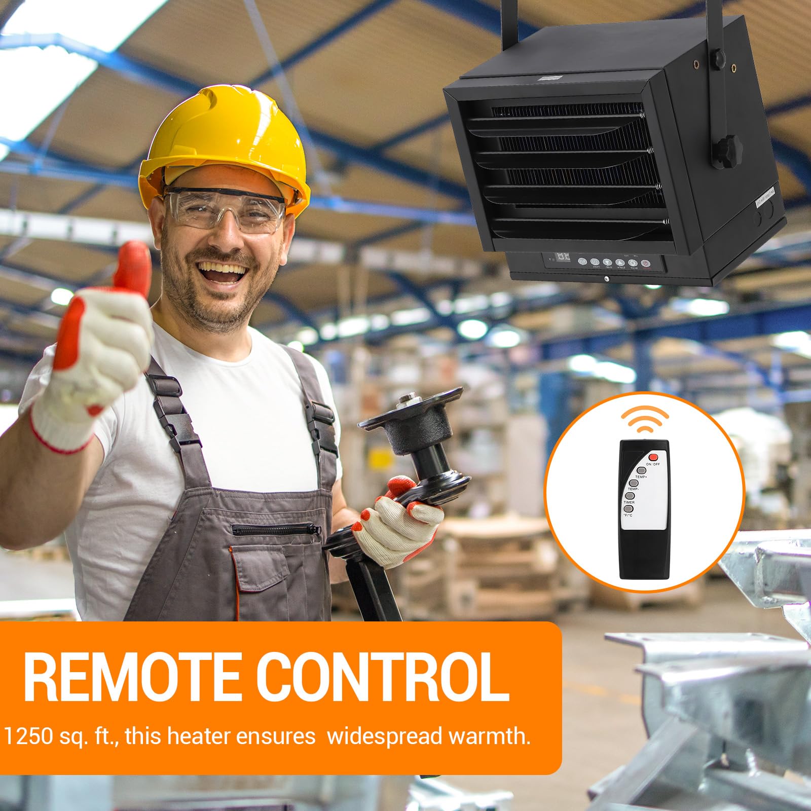 7500W 240V Electric Garage Heater with Remote Control - Ceiling Mount Shop Heater with 12-Hour Timer & Overheat Protection - Perfect for Workshop, Warehouse & Home Garage Heating in Winter
