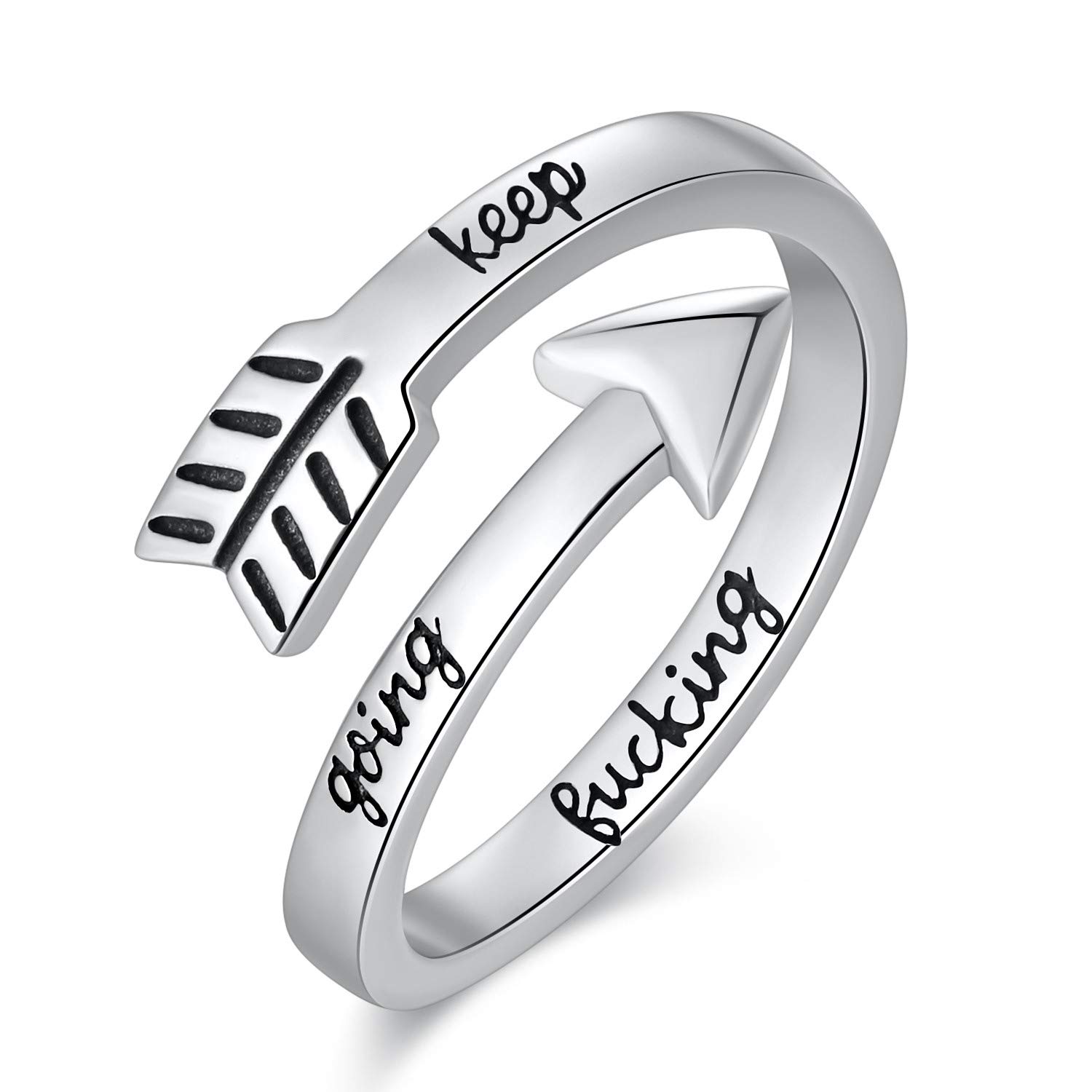 Sterling Silver Adjustable Inspirational Ring for Women - 