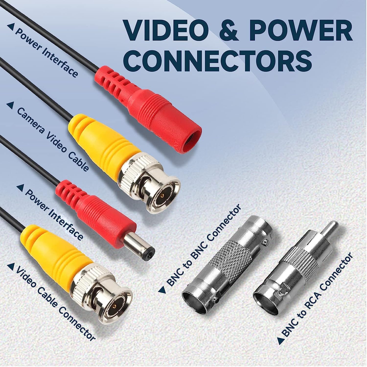 ANLINK 4 Pack 100ft/30M BNC Video Power Cable Combo for CCTV Security Camera System - Includes 8 BNC Connectors & 100 Cable Clips - Perfect for DVR Installation, Home Surveillance & Outdoor Monitoring