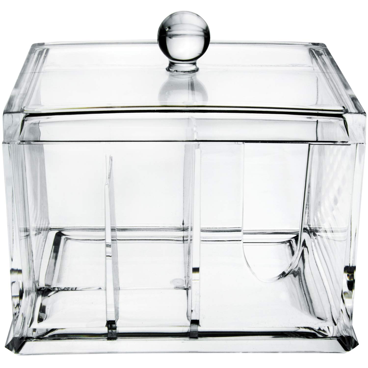 Premium Cotton Balls & Qtips Organizer - Makeup Storage Box with Lid & Dividers for Beauty Products, First Aid Supplies & Office Accessories | Perfect for Bathroom Vanity, Salon, Spa & Home Organization
