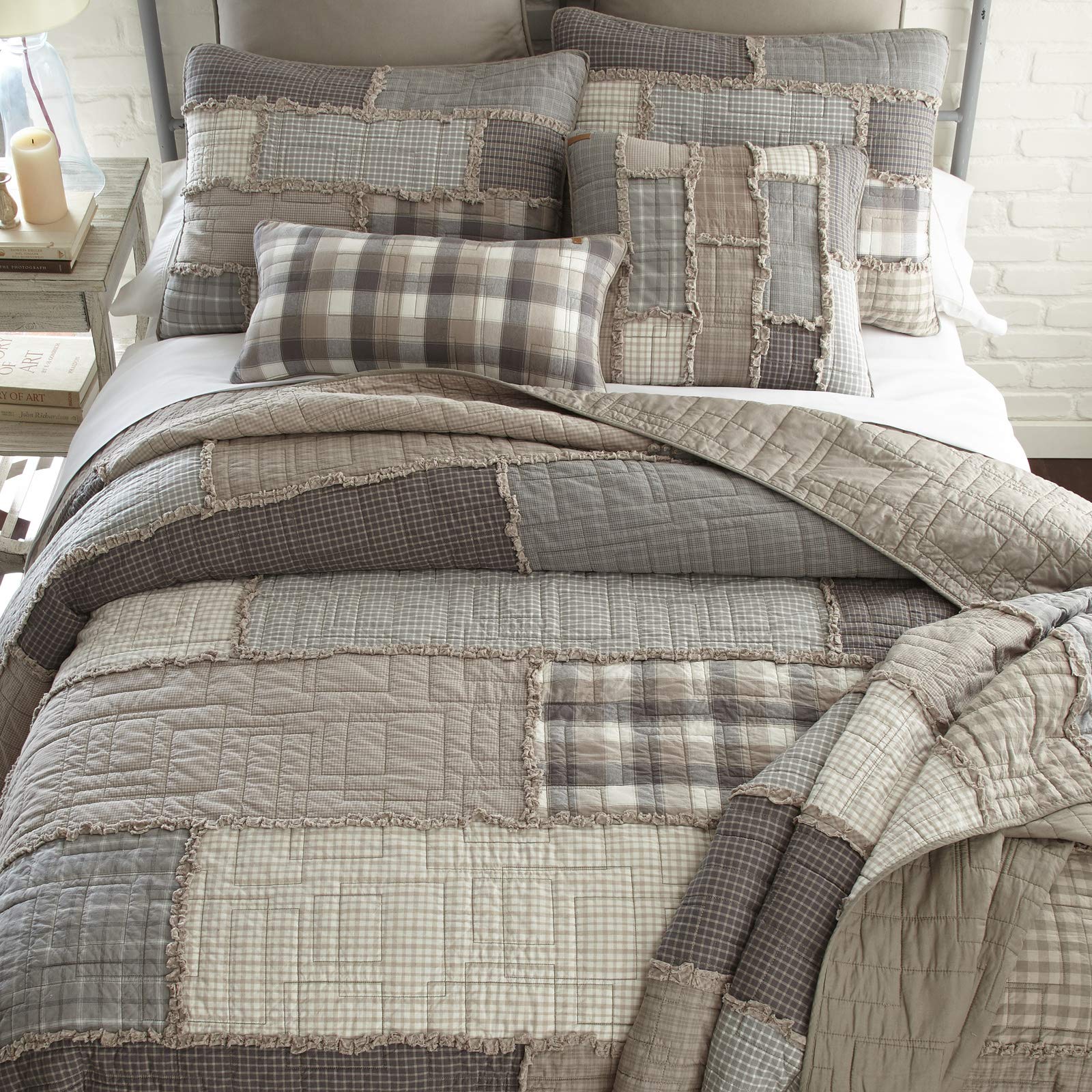 Donna Sharp King Size Bedding Set - 3 Piece Cotton Quilt Set with King Quilt & 2 Standard Pillow Shams - Smoky Cobblestone Modern Design - Machine Washable - Perfect for Master Bedroom, Guest Room & Luxury Hotel Decor