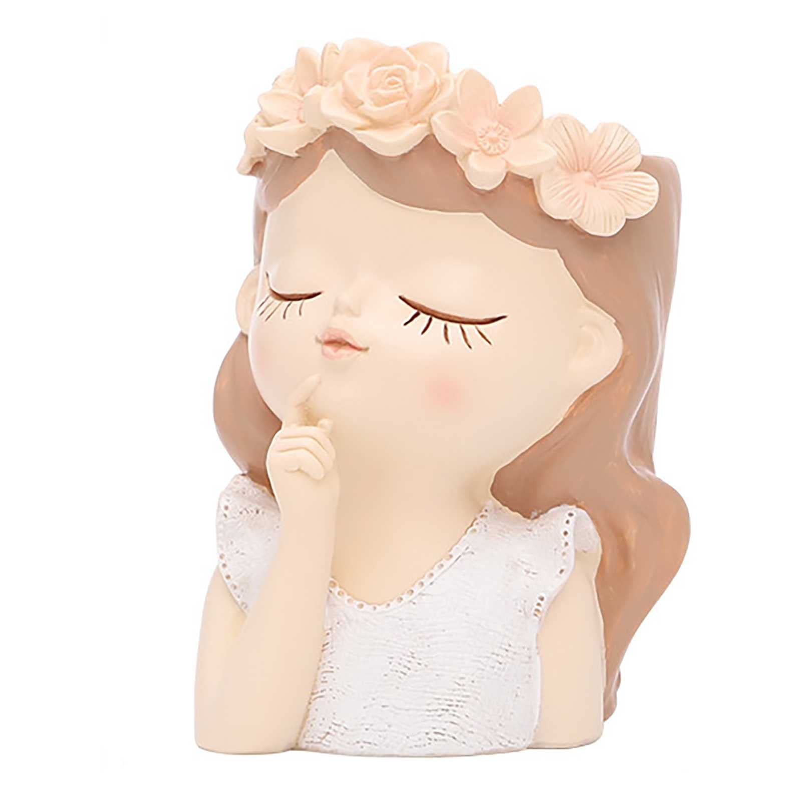 Cute Cartoon Girl Succulent Planter Pot - Small Bonsai Cactus Flower Pot for Desktop Decor, Home & Office Decoration - Perfect for Windowsill, Desk, Shelf Display and Gift Giving