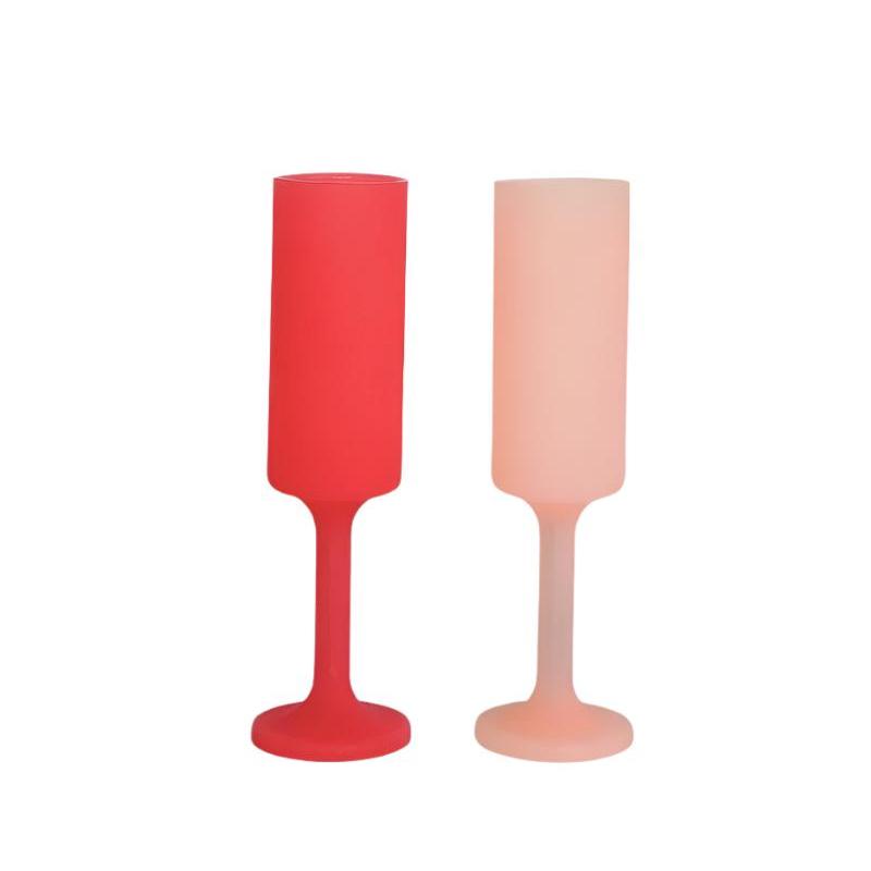 Seff Cherry & Blush Silicone Champagne Flutes - Unbreakable BPA-Free Wine Glasses for Parties, Weddings & Outdoor Events - Elegant Drinking Cups for Celebrations, Picnics & Poolside Gatherings