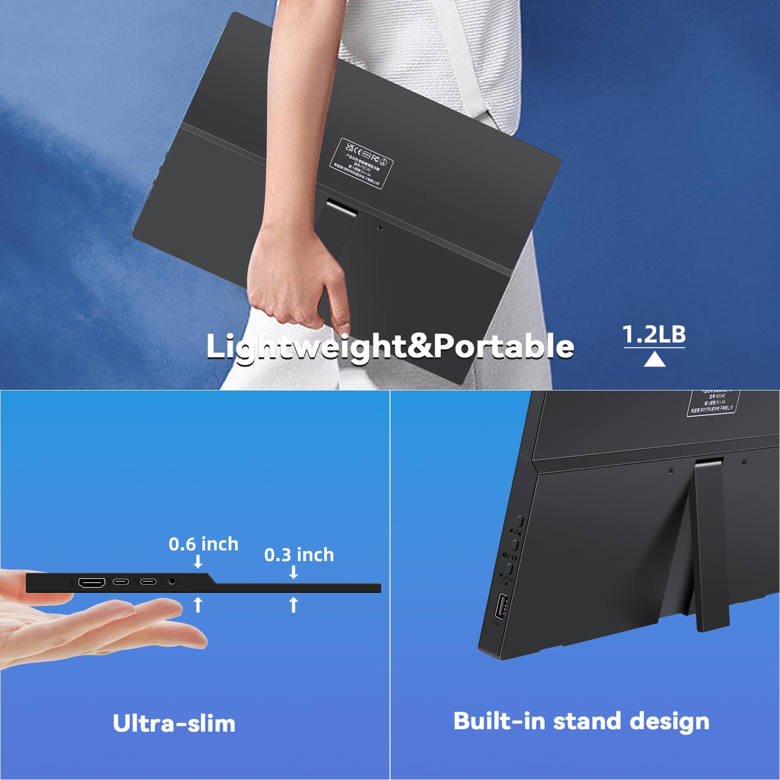 Kenowa 14 Inch Portable Touchscreen Monitor - IPS FHD 1920x1200P Display with USB-C & HDMI - External Screen for Laptop, PC, Mac, Raspberry Pi, Xbox, PS3/PS4, Nintendo Switch - Perfect for Gaming, Work & Travel