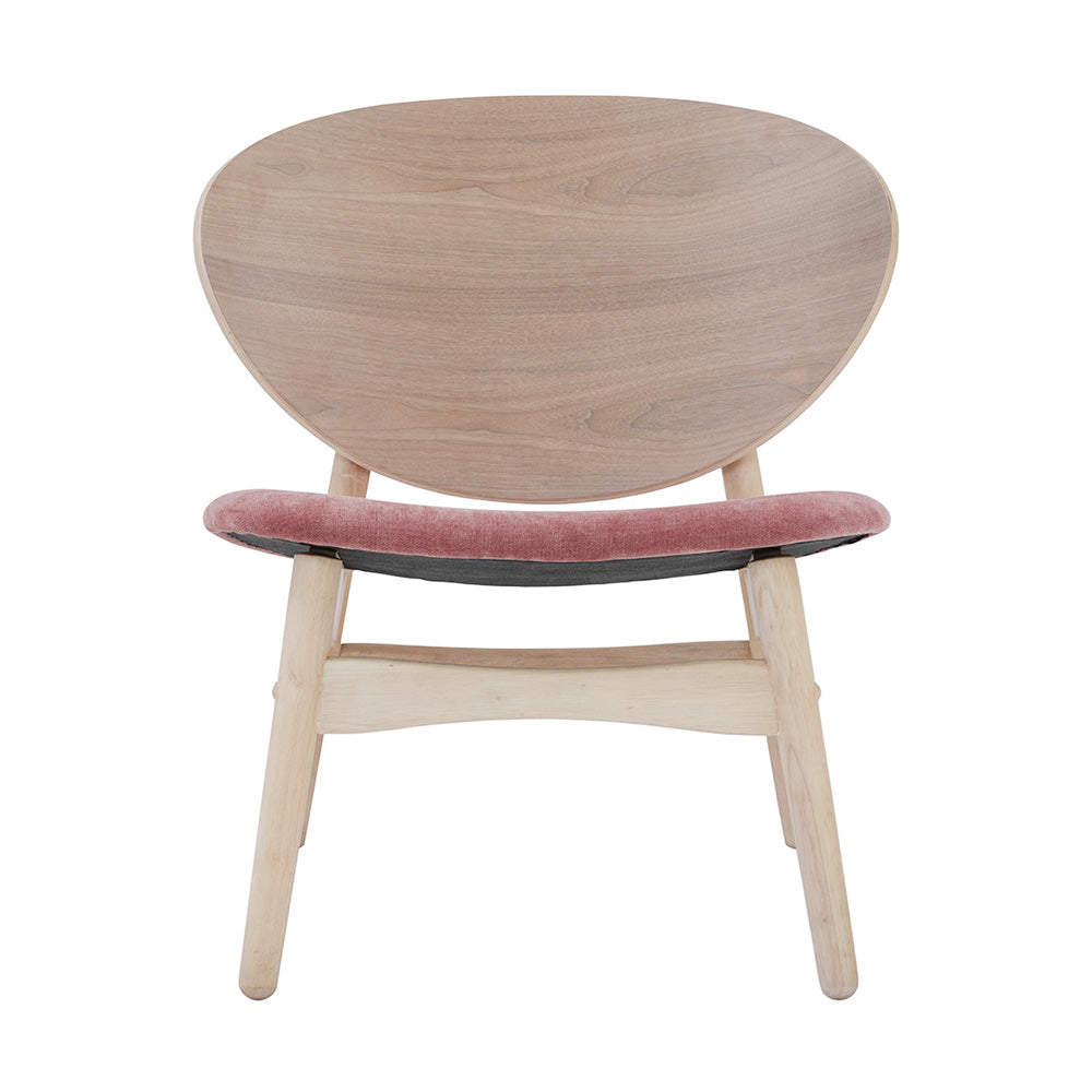 POLARA Modern Lounge Chair - Solid Oak Wood Frame & Salmon Fabric Upholstery - Perfect for Living Room, Bedroom, or Office Relaxation