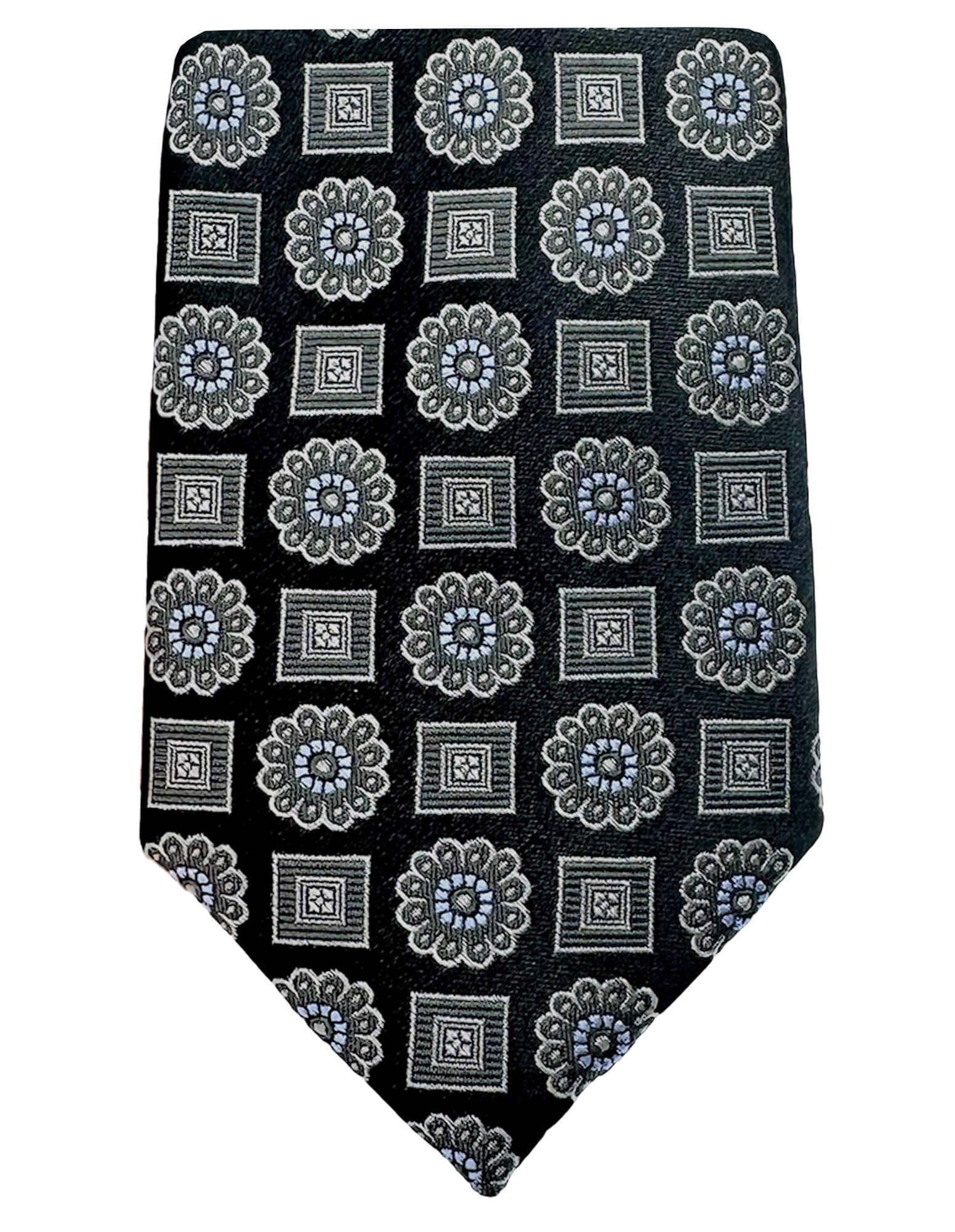 DÉCLIC Harold Black Patterned Necktie for Men - Elegant Silk Tie for Business, Weddings & Formal Events