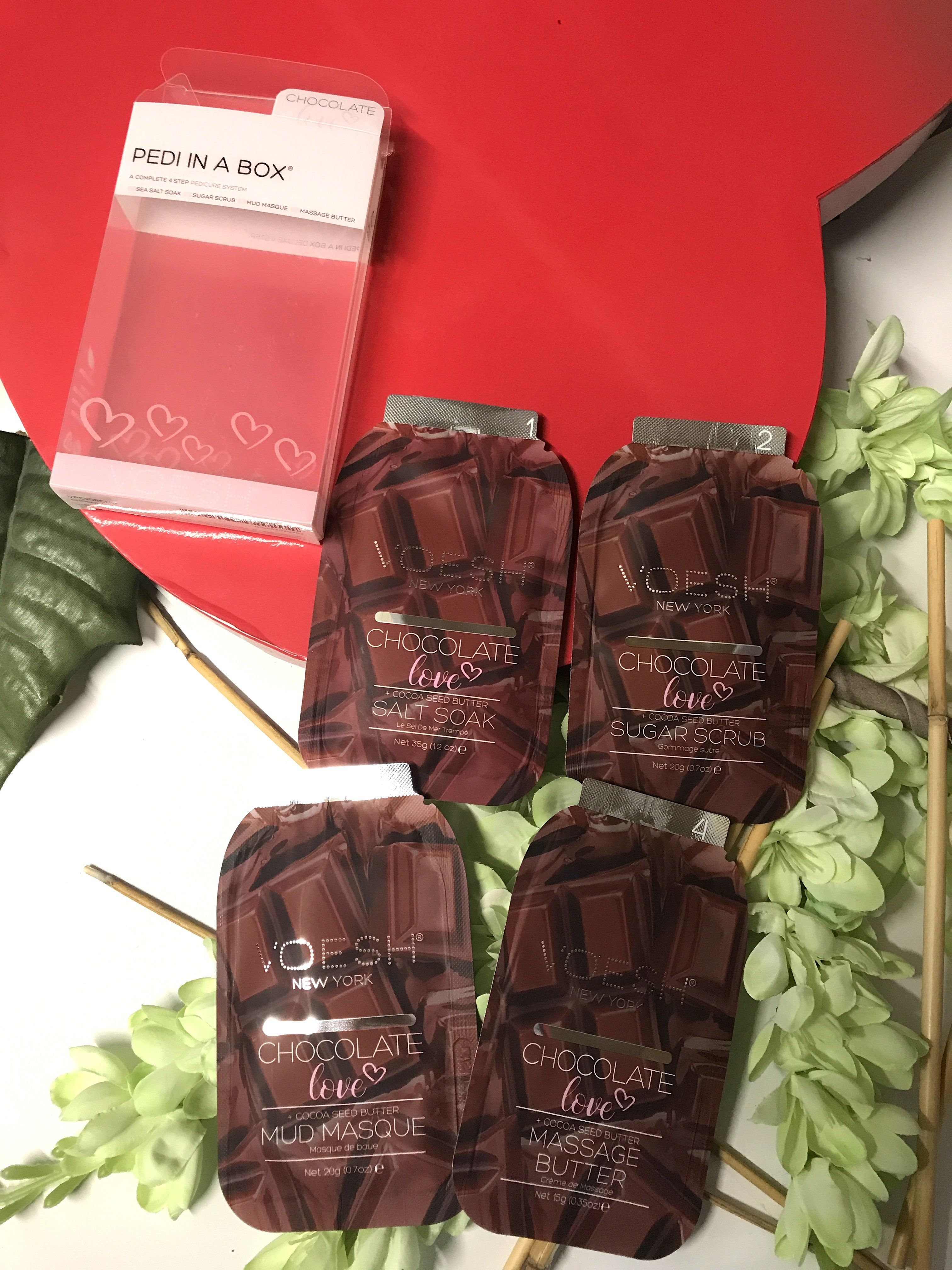 Voesh Pedi in a Box Chocolate Love - At-Home Spa Pedicure Kit with Shea Butter & Dead Sea Salt - Perfect for Self-Care, Relaxation & Gift Giving