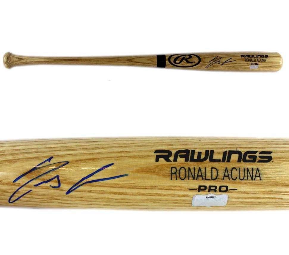 Ronald Acuna Jr. Autographed Atlanta Braves Louisville Slugger Game Model Bat - Fanatics Authentic Collectible - Perfect for Baseball Fans, Memorabilia Displays & Sports Gifts