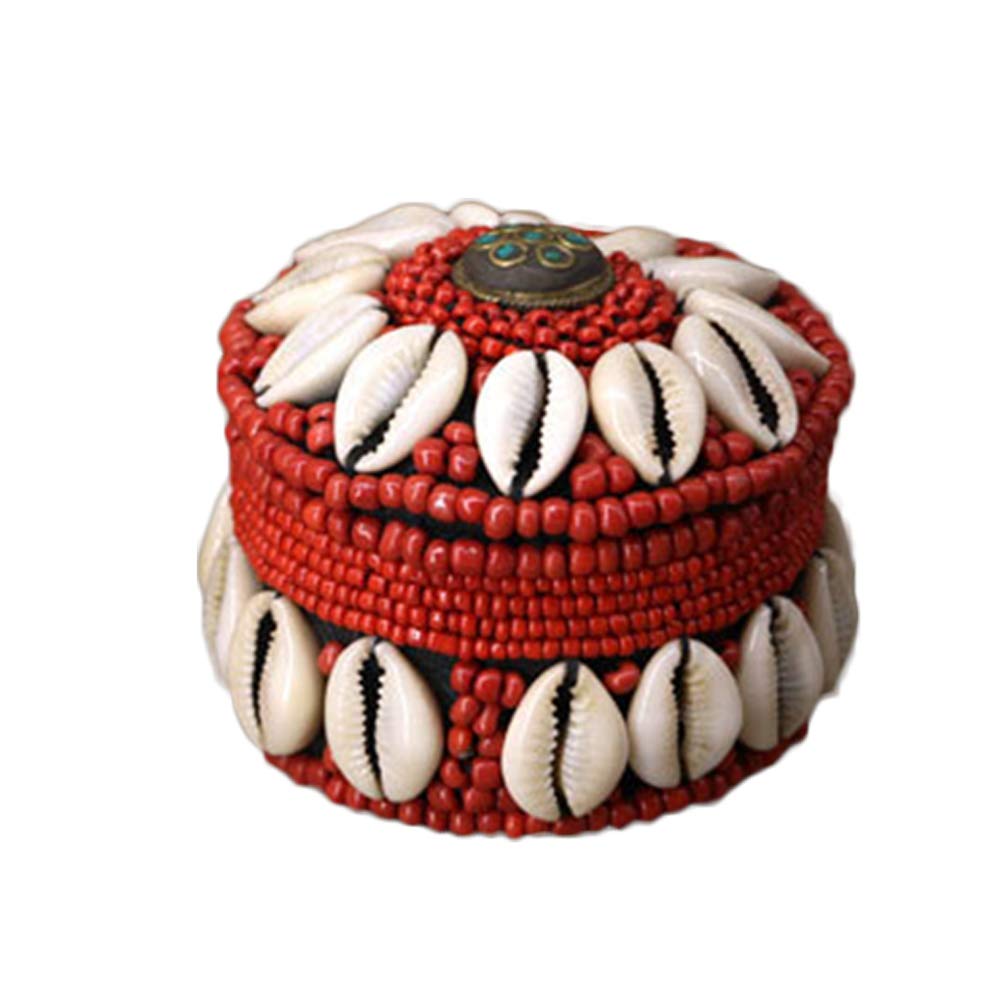 TOPBATHY Beaded Shell Jewelry Organizer Box - Handmade Ethnic Jewelry Storage for Earrings, Rings, Necklaces & Bracelets | Perfect for Travel, Home Decor & Gift Giving