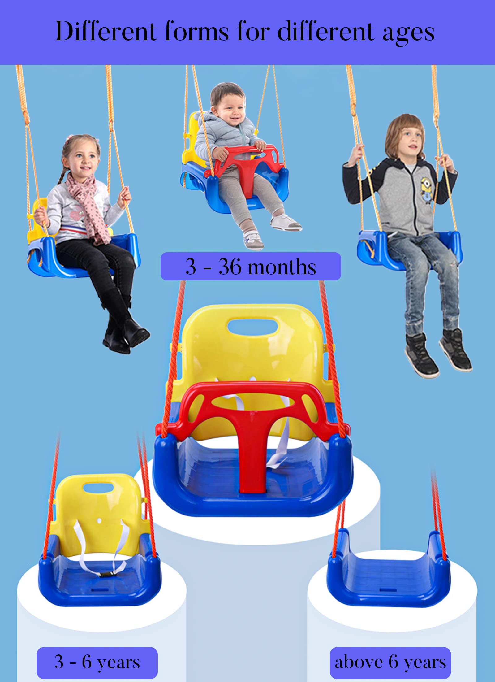 3-in-1 Baby Swing, Jumper & Bouncer for Toddlers - Foldable Metal Stand for Indoor/Outdoor Play - Easy Assembly & Storage - Perfect for Nursery, Backyard, Playroom & Travel
