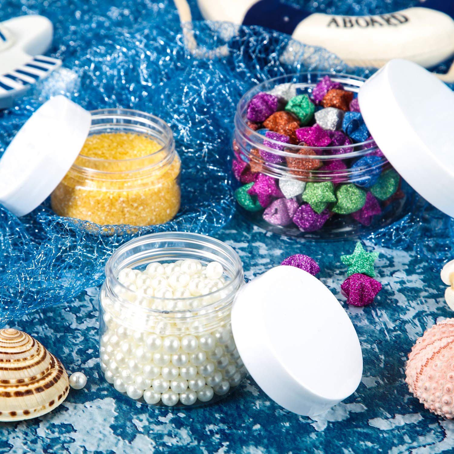 SATINIOR 24-Piece Clear Plastic Jars with Lids - 4 oz Round Cosmetic Containers for Cream, Lotion, Butter & Food Storage - Wide Mouth Airtight Jars with Transparent Lids - Perfect for DIY Beauty Products, Crafts & Kitchen Organization