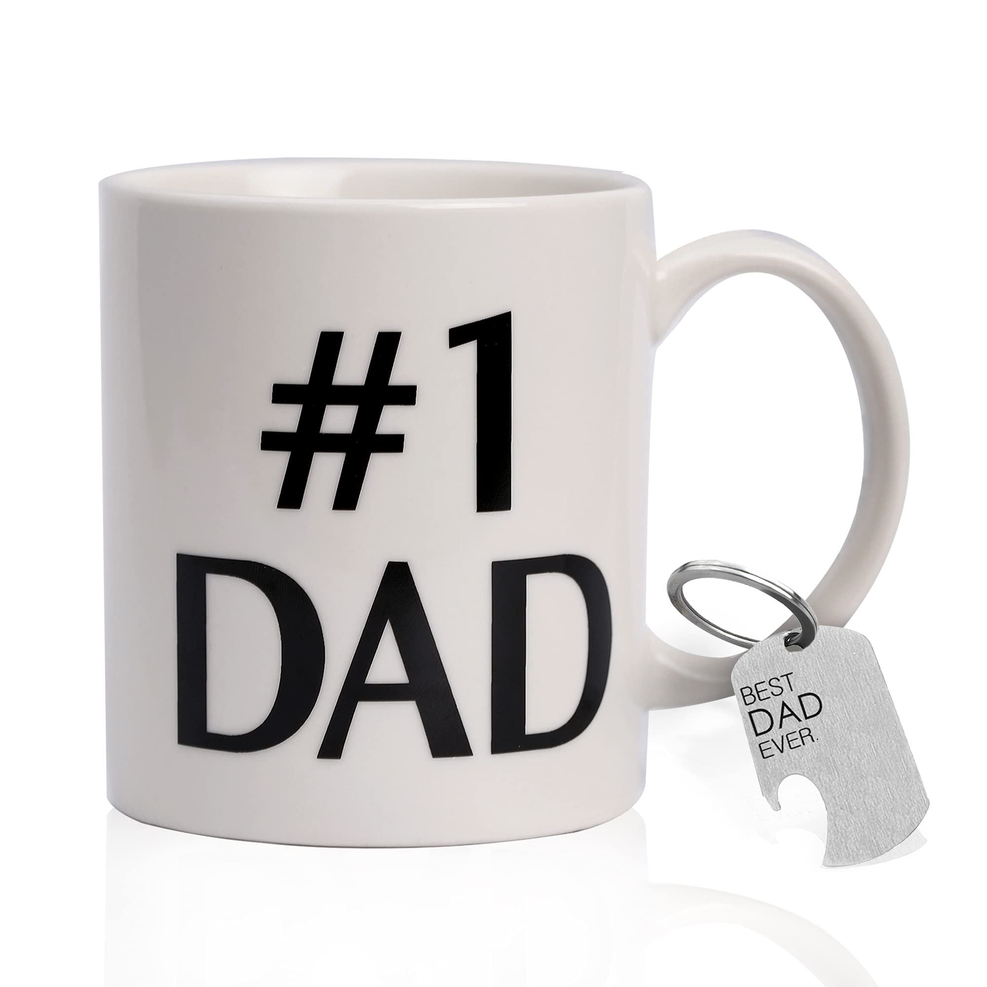 Zenply Best Dad Coffee Mug - 11 oz Funny Novelty Gift for Dad, Husband, Grandpa - Birthday & Christmas Present from Daughter, Son, Wife - Double-Sided Print - Perfect for Office, Home & Father's Day Celebrations