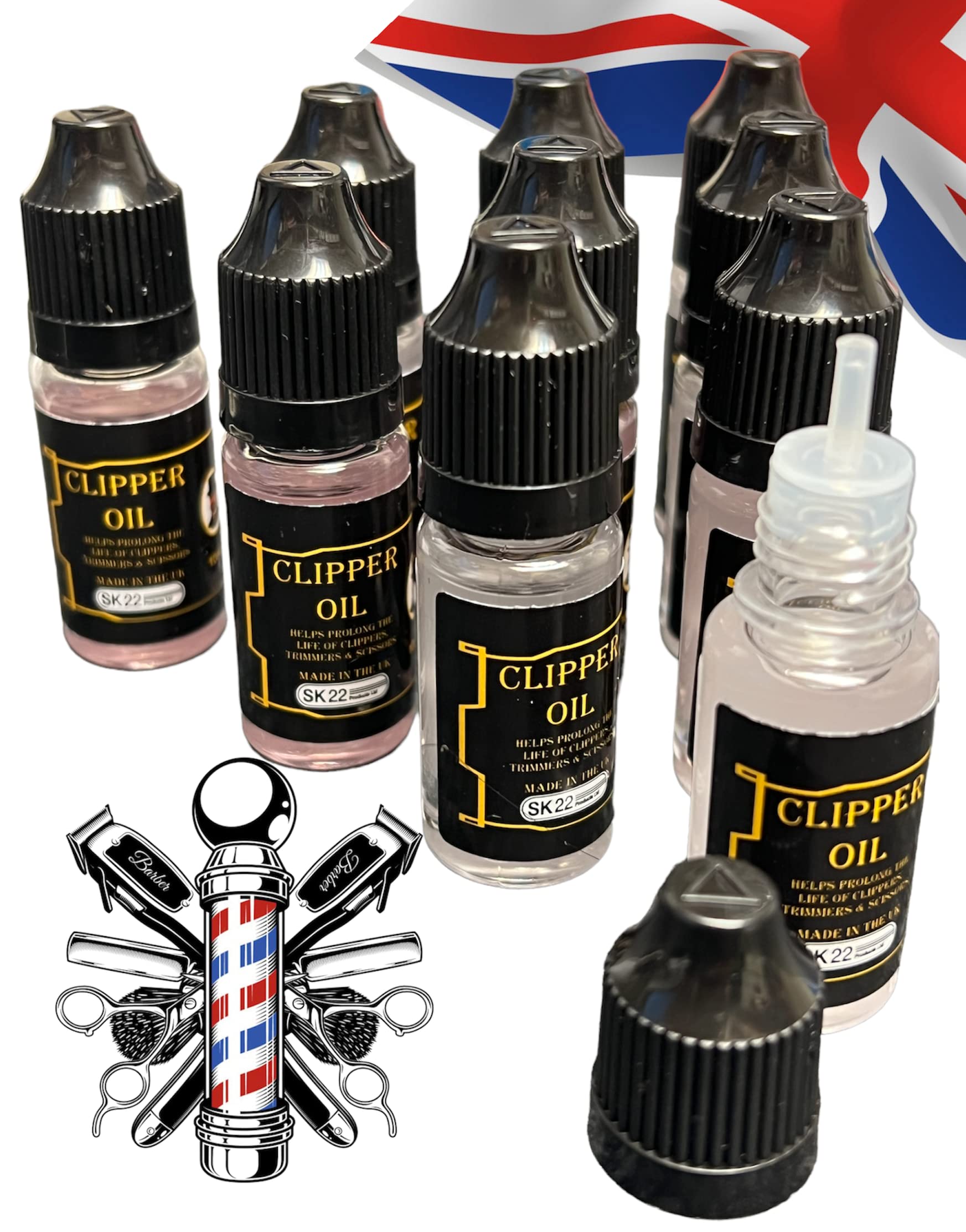 Premium Hair Clipper Oil - Electric Trimmer Blade Lubricant (10x10ml) for Smooth Shaving & Haircut | Professional Grooming, Barber Tools & Home Hair Cutting Maintenance