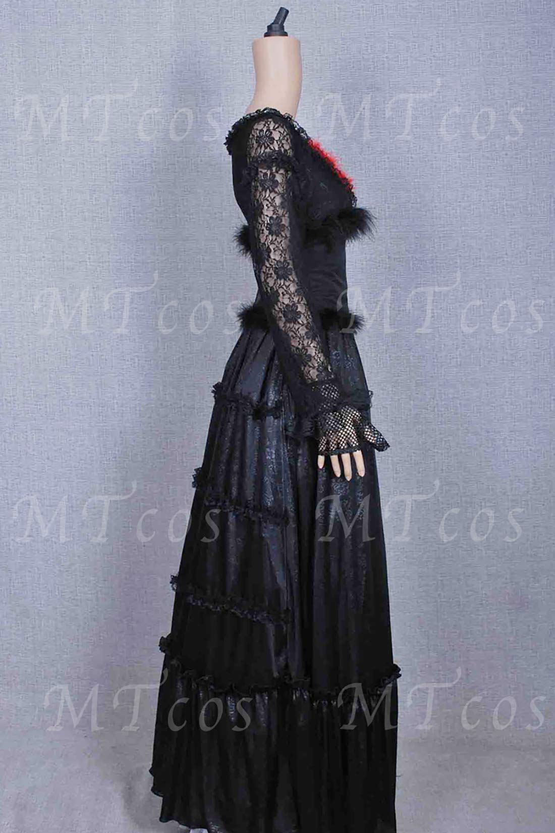Sweeney Todd Mrs Lovett Cosplay Costume - Victorian Gothic Black Dress with Corset for Halloween, Cosplay Parties & Theatrical Performances