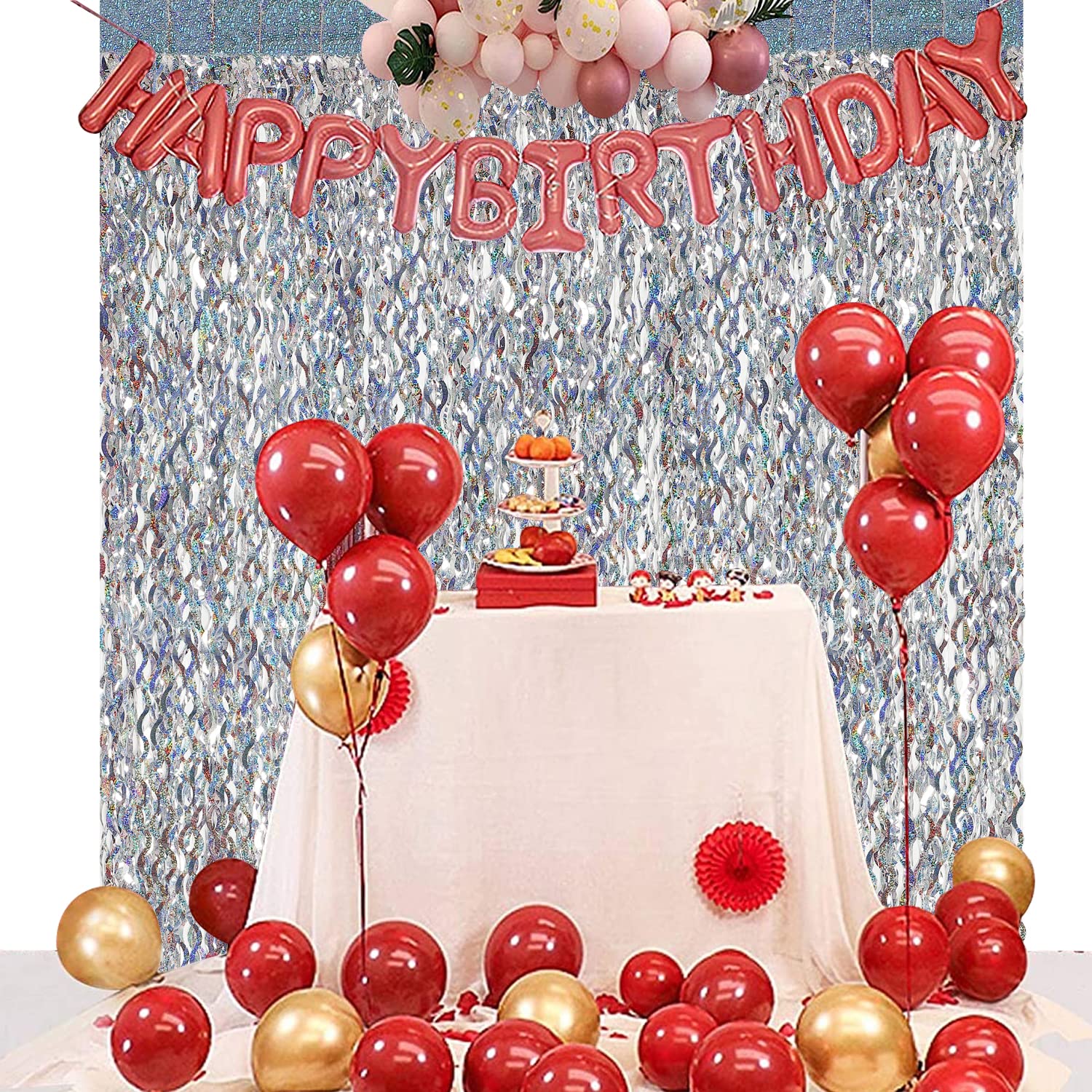 4 Pack Silver Tinsel Backdrop - 3.3 ft x 6.6 ft Metallic Foil Fringe Curtains for Photo Booth, Bachelorette Party, Birthday Decor - Perfect for Wedding, Baby Shower & Holiday Backgrounds