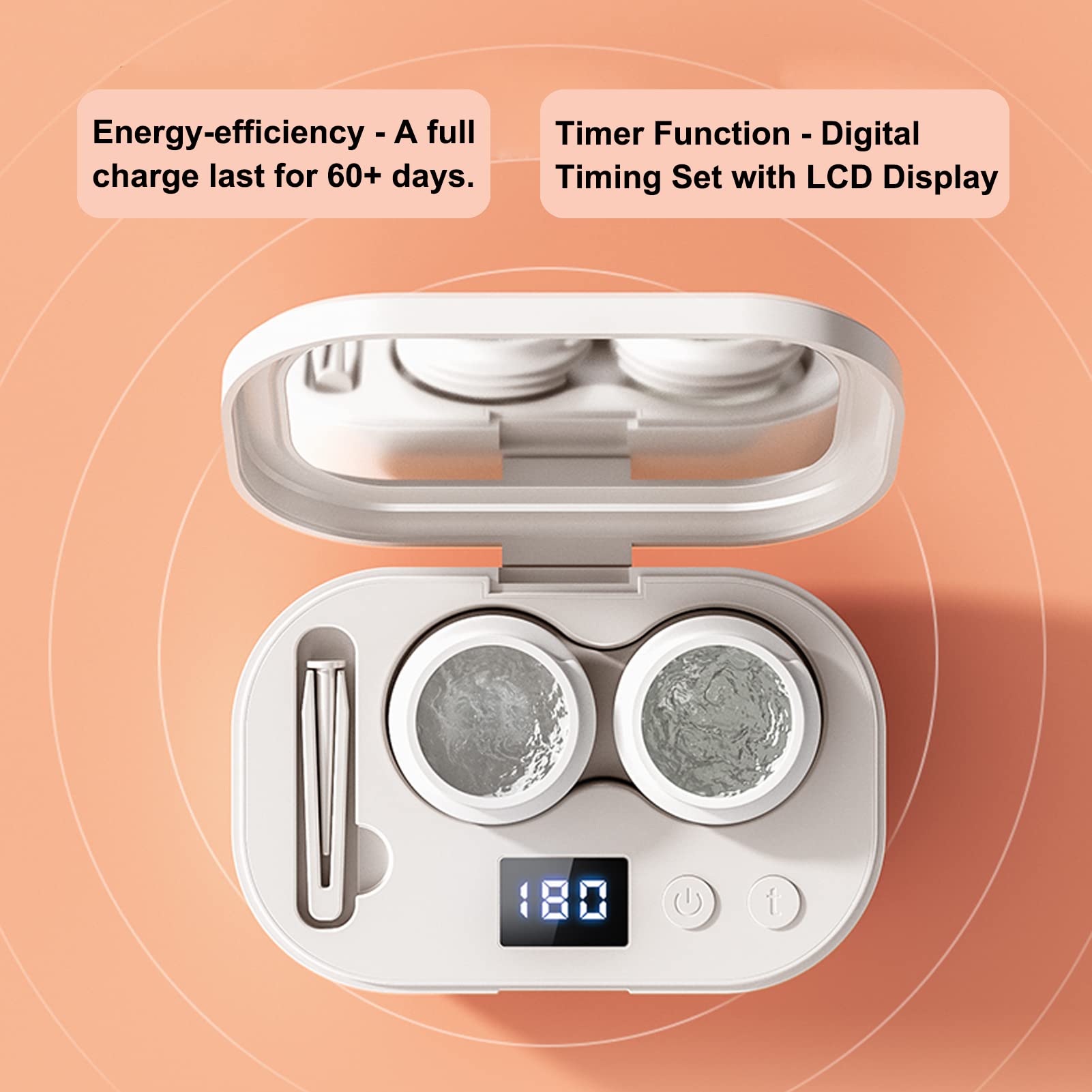 Ultrasonic Contact Lens Cleaner & Sterilizer - Fast Deep Cleaning for Protein Removal | Perfect for Daily Lens Care & Travel Use