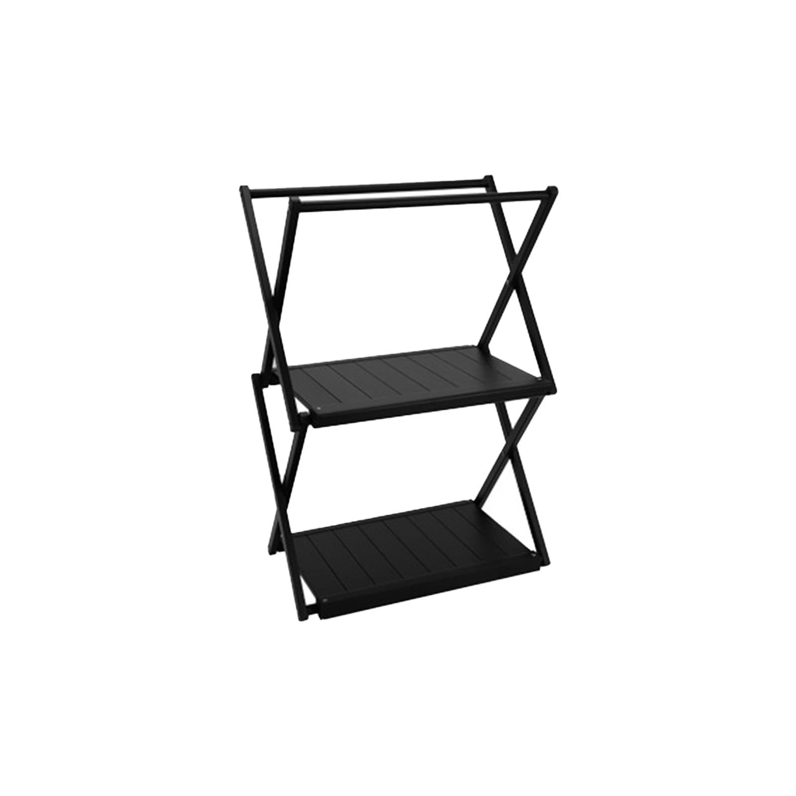 Shamjina Foldable Camping Storage Shelf - 2 Tier Aluminum Alloy Folding Table for Outdoor, Beach, Garage - Portable & Sturdy Camping Organizer for Picnics, BBQs, and RV Trips