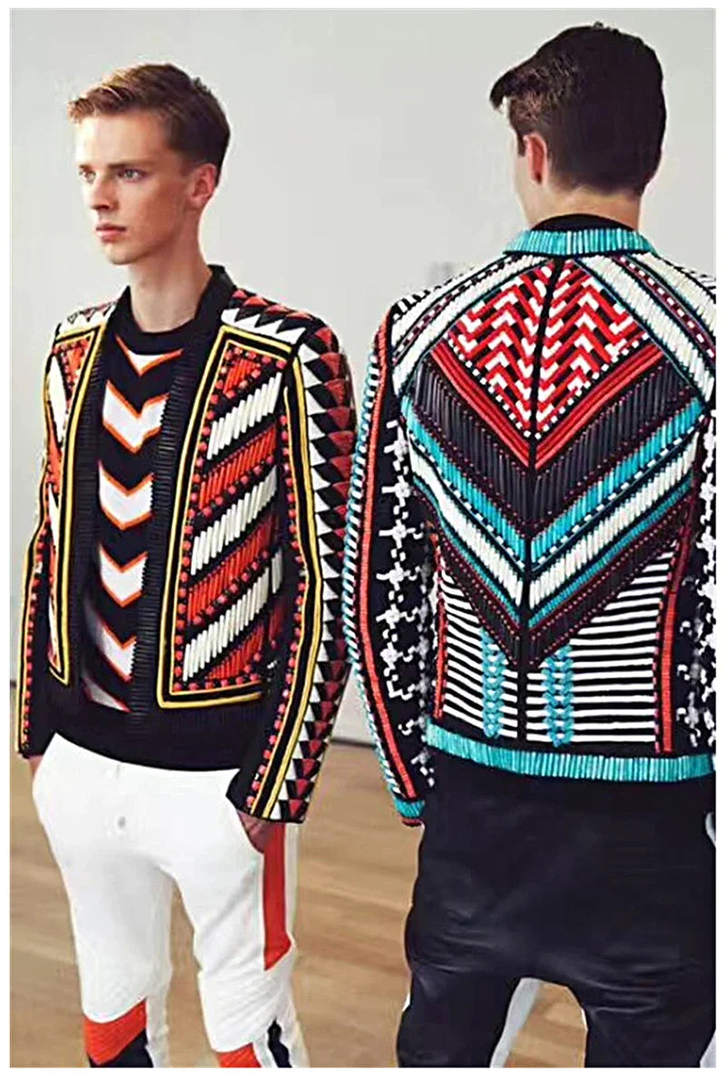 Men's Designer Tuxedo Blazer - Elegant Embroidery Tribal Suit for Wedding, Party & Formal Events | Premium Quality Jacket for Groomsmen, Prom & Special Occasions