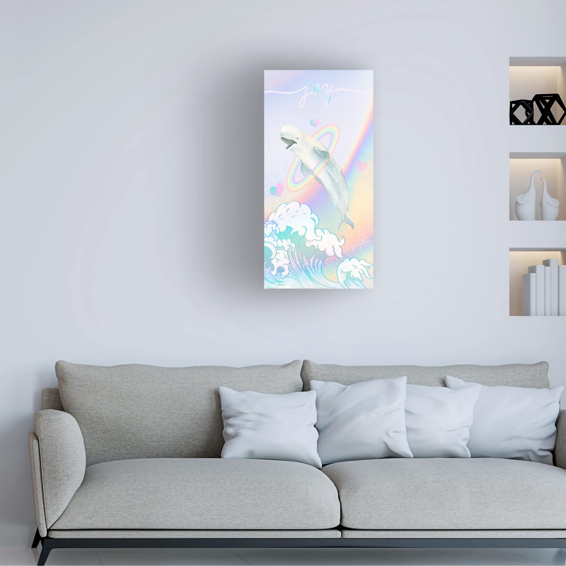 Trademark Fine Art 'Baby Beluga' Canvas Wall Art by The Font Diva - Whimsical Nursery Decor & Kids Room Wall Decor for Baby Shower Gifts