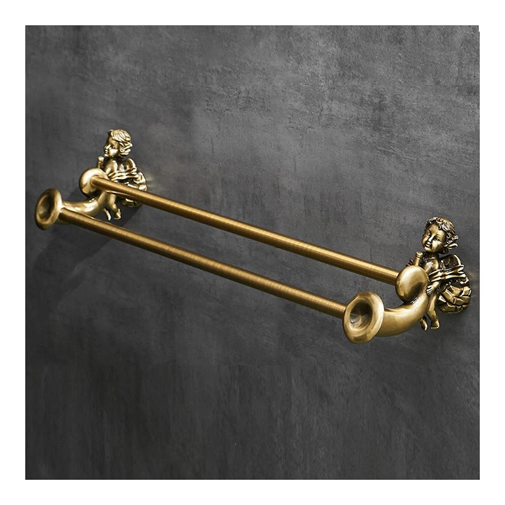 Bronze Wall Mounted Towel Shelf & Hook Set - Classic Angel Design Bathroom Organizer for Towels, Robes, and Home Decor | Perfect for Small Bathrooms, Vanities, and Spa-Style Showers