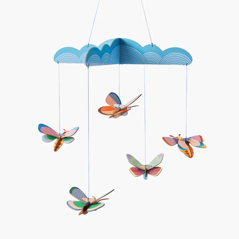 Butterfly Dance Mobile - Handmade Nursery Decor by Studio ROOF | Baby Room Ceiling Hanging for Newborns & Toddlers | Soothing Visual Stimulation for Cribs & Play Areas