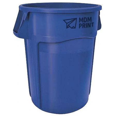 44 Gallon Blue Plastic Round Trash Can - Heavy Duty Outdoor/Indoor Waste Bin for Kitchen, Office, Garage & Commercial Use