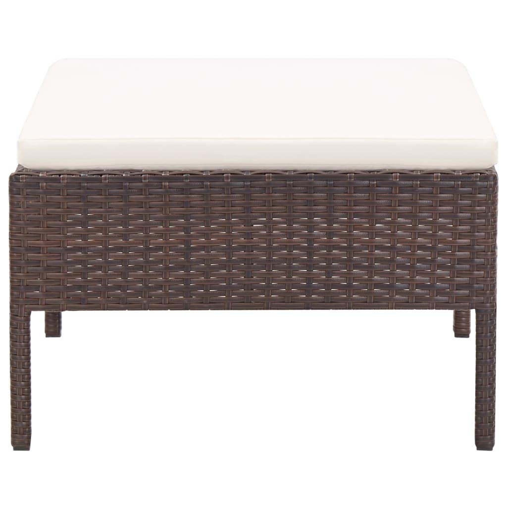 **5-Piece Weather-Resistant Poly Rattan Outdoor Furniture Set with Coffee Table & Cushions – Brown – Perfect for Patio, Garden, and Poolside Relaxation**