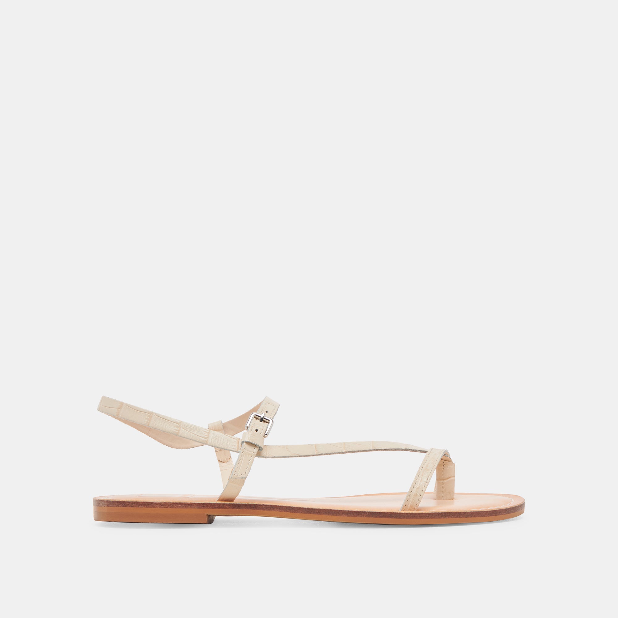 WANDRE Leather Sandals for Women - Bone Embossed Strappy Comfortable Flip Flops - Perfect for Beach, Vacation & Summer Outfits