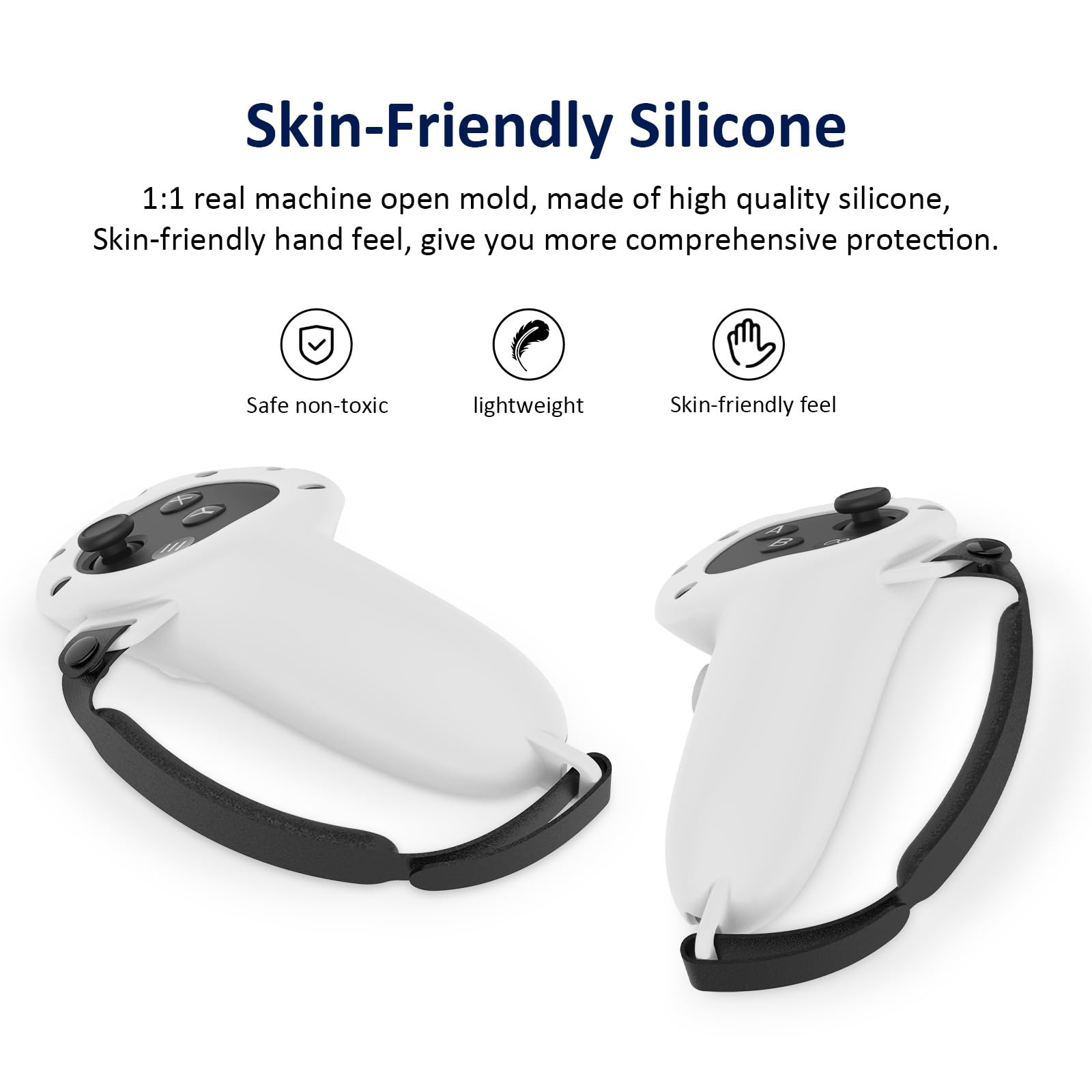 Meta Quest 3 VR Controller Silicone Protective Cover - Non-Slip Grip with Adjustable Strap - White VR Gaming Accessories for Enhanced Comfort & Safety During Intense VR Play