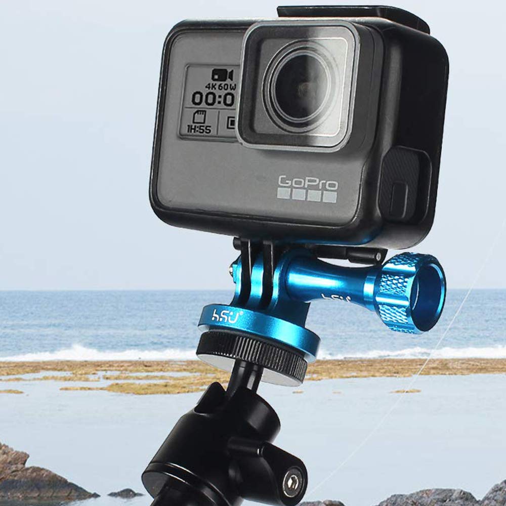 HSU Aluminum Alloy GoPro Tripod Mount with Thumbscrew - Compatible with GoPro Hero 13/12/11/10/9/8/7/6/5/4/3+/3/2/1, AKASO, Campark & Action Cameras - Blue | Perfect for Vlogging, Travel & Outdoor Adventures