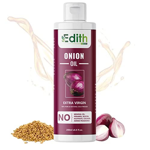 Edith Onion Hair Oil for Strong & Healthy Hair Growth | Natural Onion Oil Treatment Prevents Hair Loss & Breakage - Sulfate Free, No Mineral Oil or Synthetic Fragrances - 200ml Bottle | Perfect for Daily Hair Care, Scalp Massage & Damaged Hair Repair