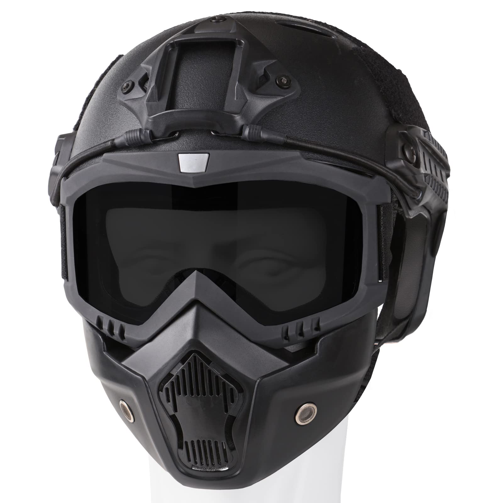 VPZENAR Tactical Airsoft Helmet & Full Face Mask with Detachable Goggles - Military Paintball Fast Helmet with NVG Mount & Side Rails - Perfect for Airsoft Battles, Paintball Games & Tactical Training
