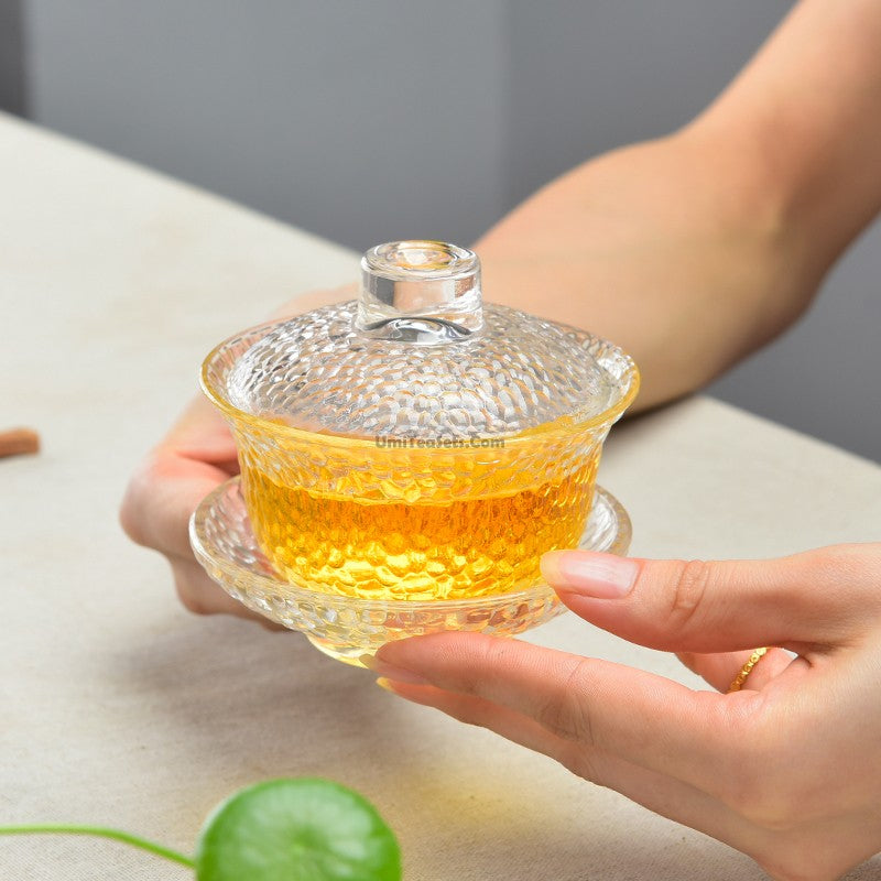 Premium Crystal Glass Gaiwan - Traditional Chinese Tea Set for Brewing Loose Leaf Tea - Perfect for Gongfu Tea Ceremony, Home Tea Parties & Relaxation