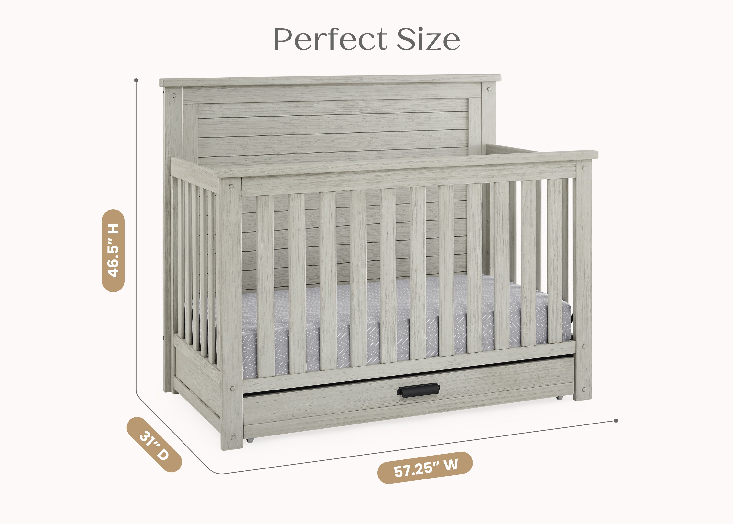 Caden 6-in-1 Convertible Baby Crib with Trundle Drawer - Nursery Furniture for Newborn to Toddler - Perfect for Small Spaces & Guest Rooms