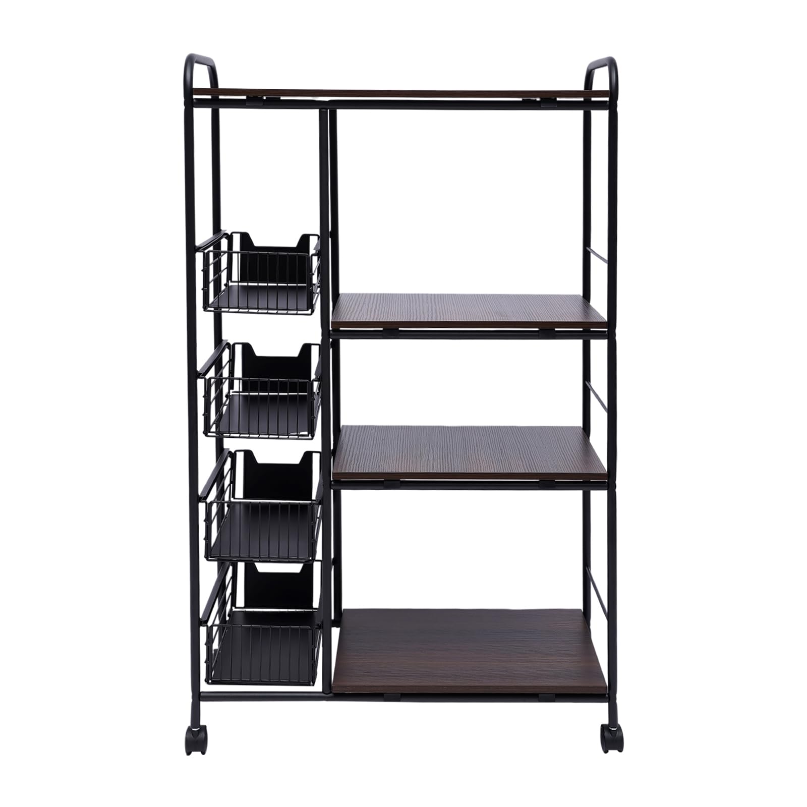TBVECHI 5-Tier Industrial Kitchen Cart with Wheels - 45.28 x 27.95 x 13.78 Inch Black Metal Bakers Rack for Coffee Bar, Pantry Organization & Kitchen Storage - Perfect for Small Spaces & Home Baking Needs