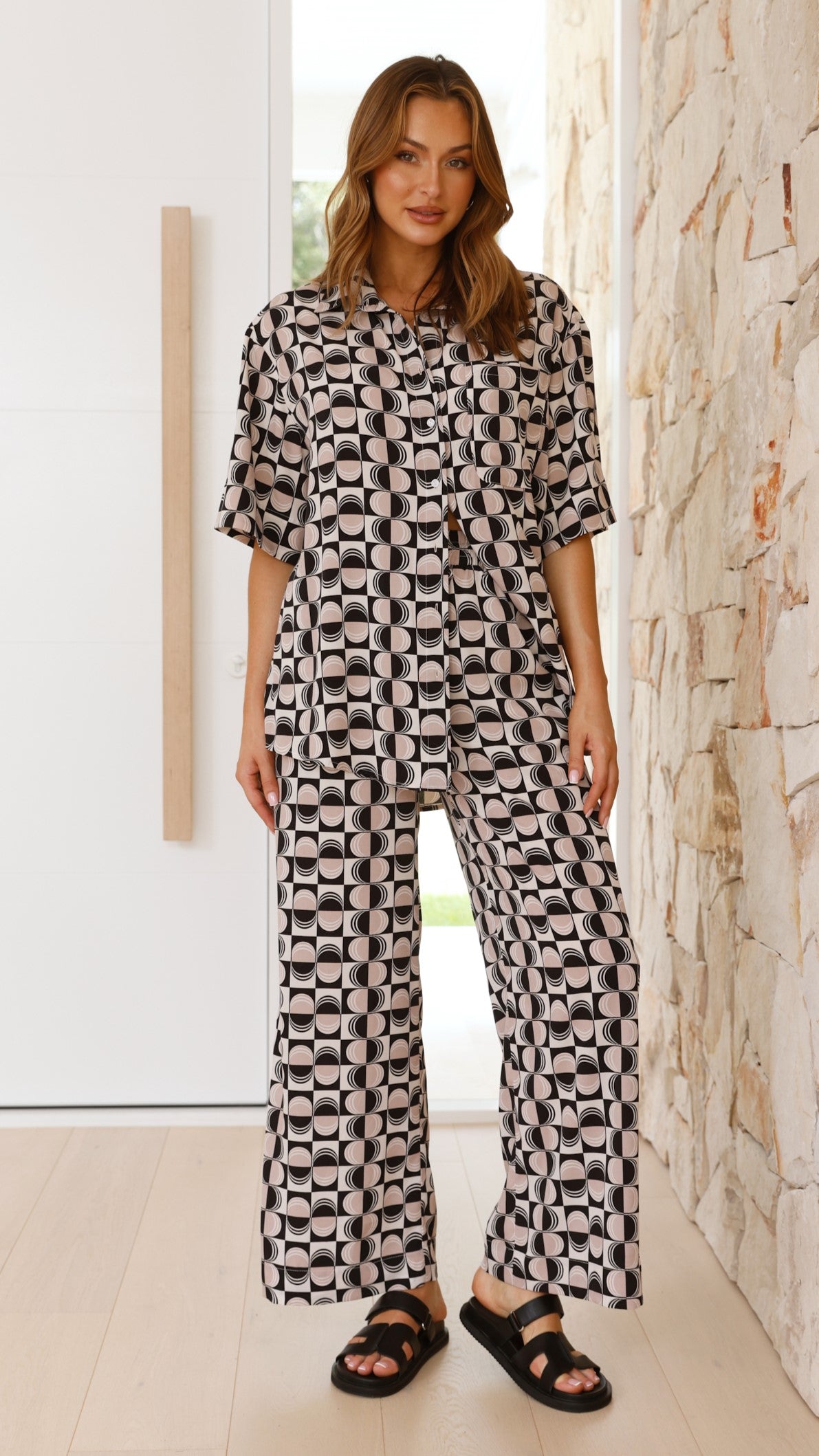Annie Button Up Shirt with Palermo Print - Stylish Women's Blouse for Office, Casual Wear & Travel