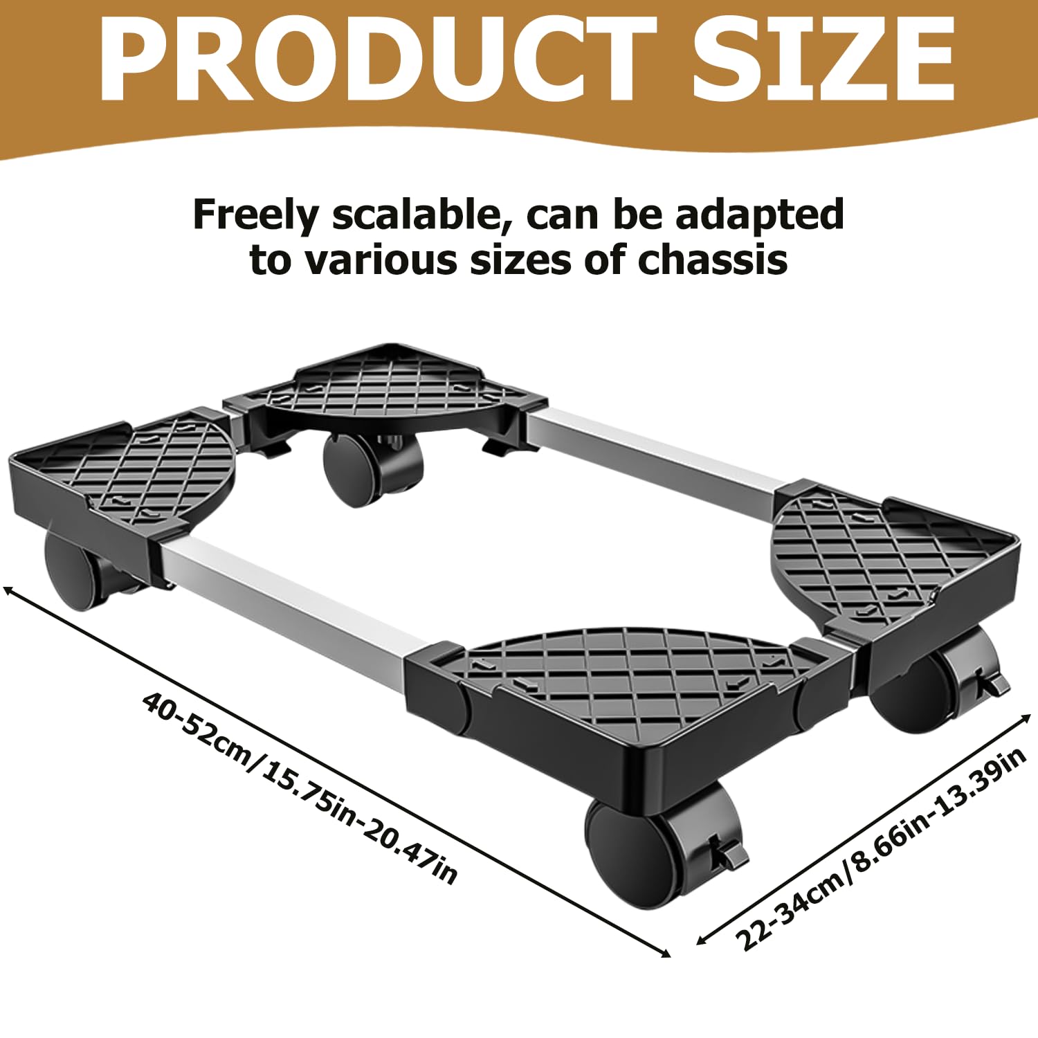 TOATELU Universal Aluminum CPU Holder with 2 Lockable Wheels & 360° Swivel Casters - Heavy Duty PC Computer Case Stand for Desktop Workstations, Gaming Rigs & Office Setups (Black)