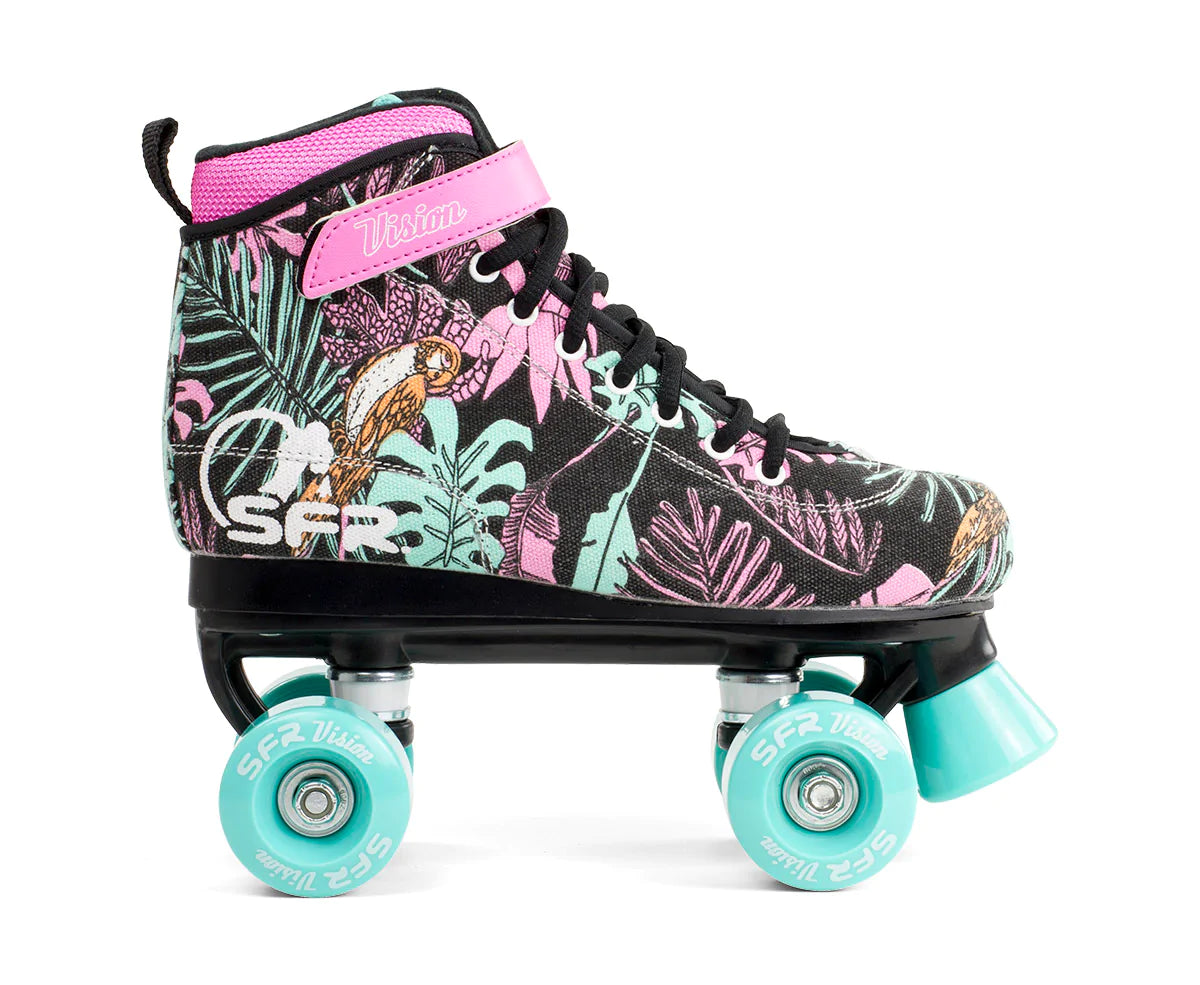 SFR Vision Floral Kids Roller Skates - Adjustable Quad Roller Skates for Girls & Boys, Perfect for Outdoor Play, Birthday Gifts & Roller Rink Fun
