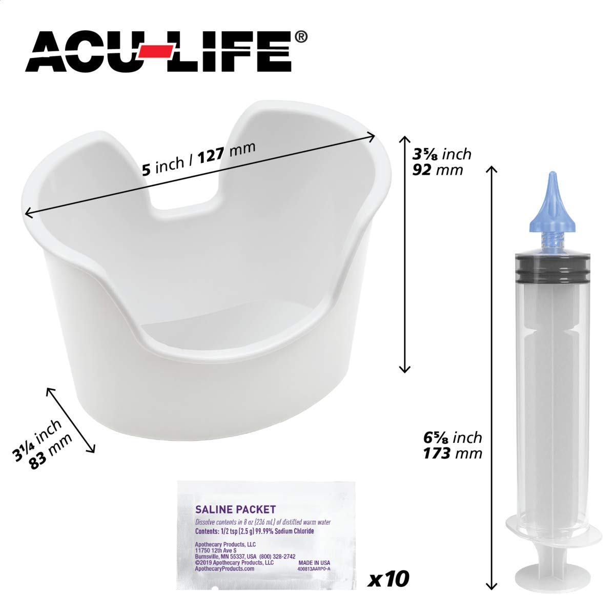 Ear Wax Removal Kit with 10 Saline Packs, Ear Cleaner Syringe with Tri-Stream Tip & Basin - Safe Earwax Removal Tool for Adults & Kids - Perfect for Home Ear Hygiene & Wax Buildup Relief
