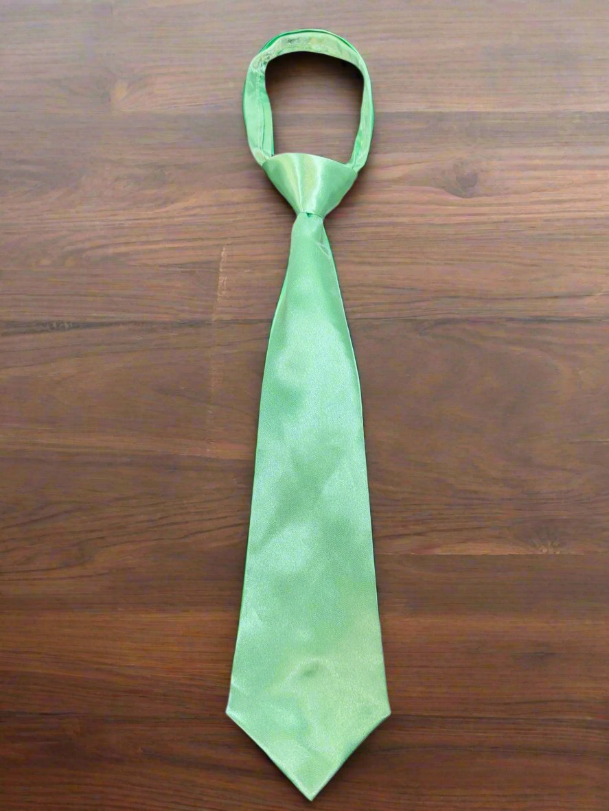 Mint Green Satin Zipper Tie for Men - Elegant Necktie for Weddings, Business & Formal Events | Adjustable & Stylish Accessory