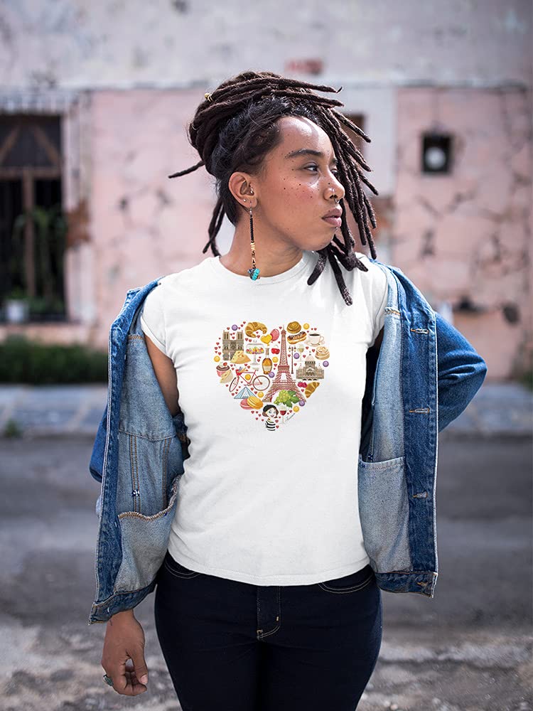 Smartprints France Landmark Travel Lovers T-Shirt for Women - Paris Eiffel Tower Graphic Tee - Casual Vacation Outfit & Gift for Travel Enthusiasts