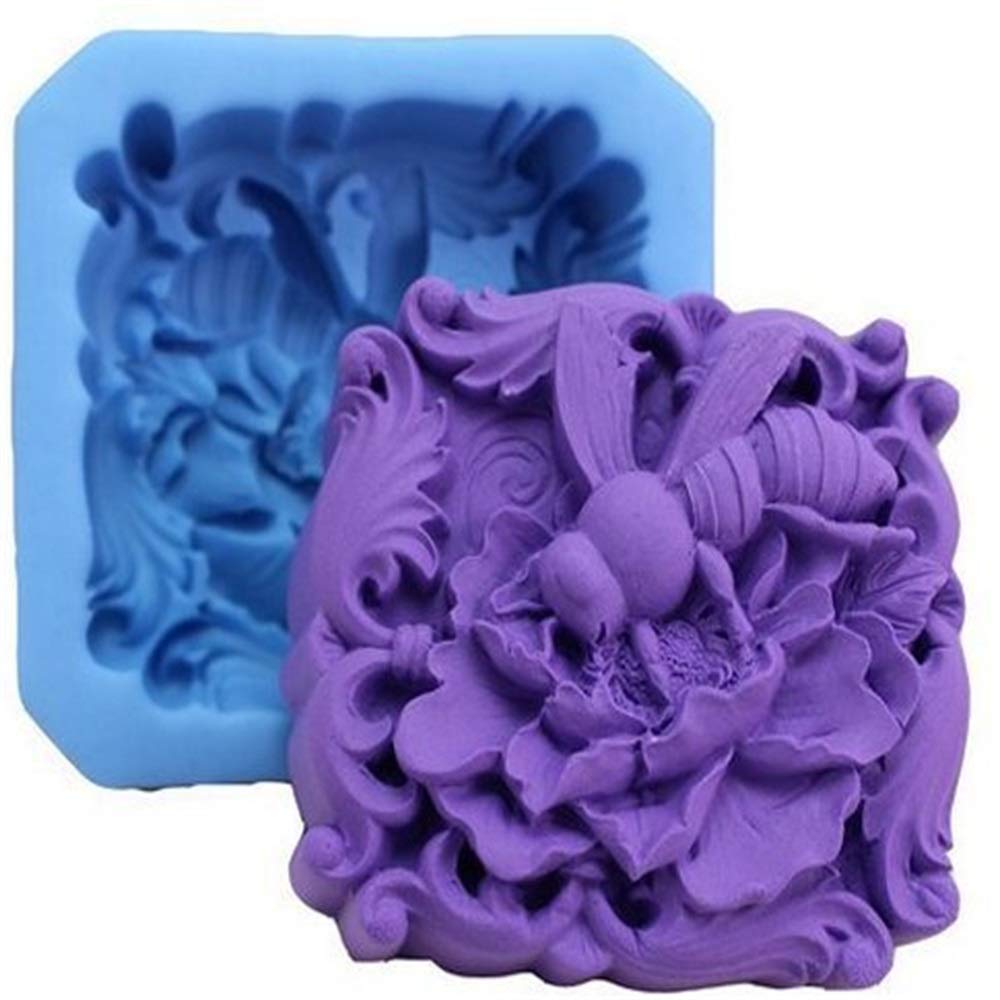 Premium Silicone Honey Bee & Flower Soap Molds - DIY Handmade Soap Making Kit for Candle Wax Resin Crafts - Perfect for Birthday Party Favors, Baby Shower Gifts & Home Decor