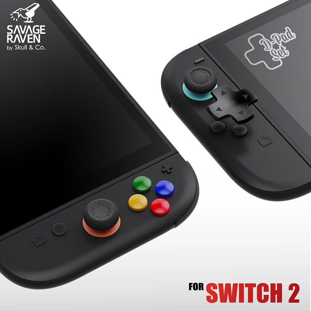 Savage Raven by Skull & Co. D-Pad Set for Nintendo Switch 2 - Red & Blue | Enhanced Gaming Experience for Competitive Play & Comfortable Controls