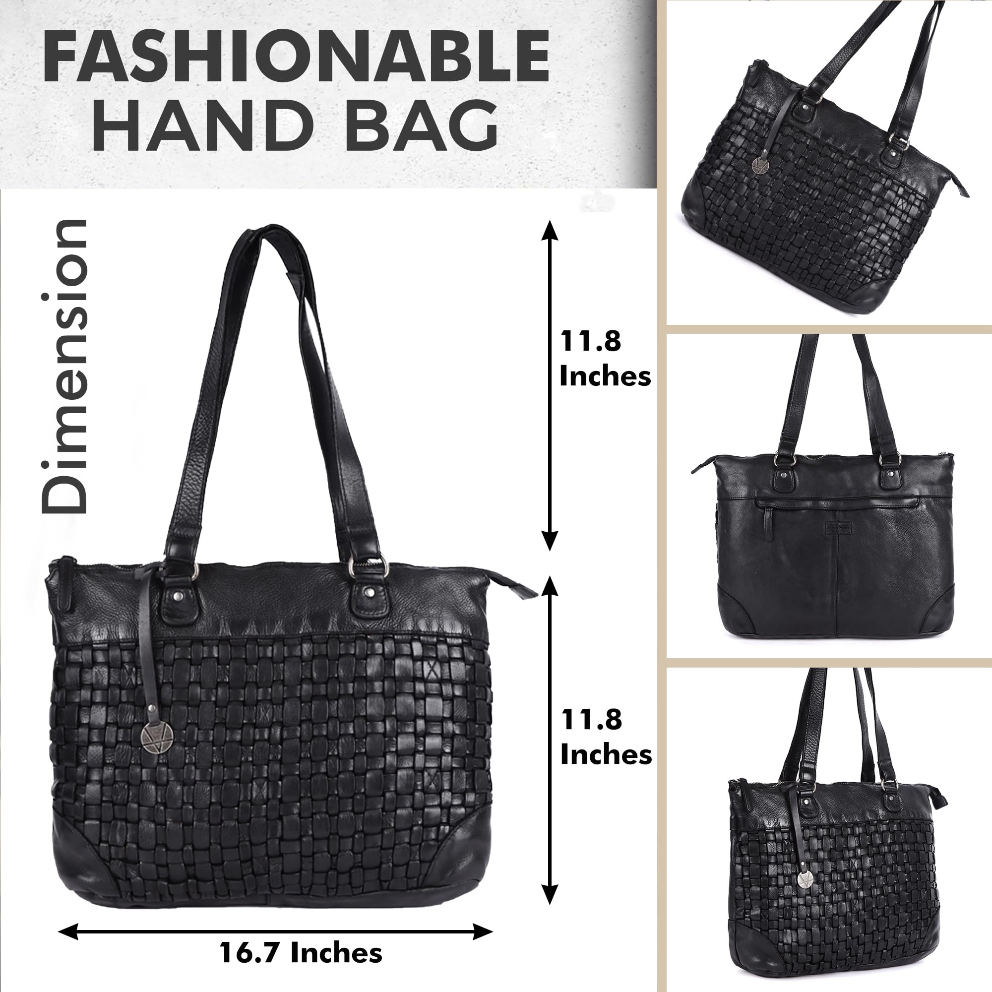 Genuine Leather Women's Tote Handbag - Stylish Satchel Purse with Top Handle & Shoulder Strap for Work, Travel & Everyday Use