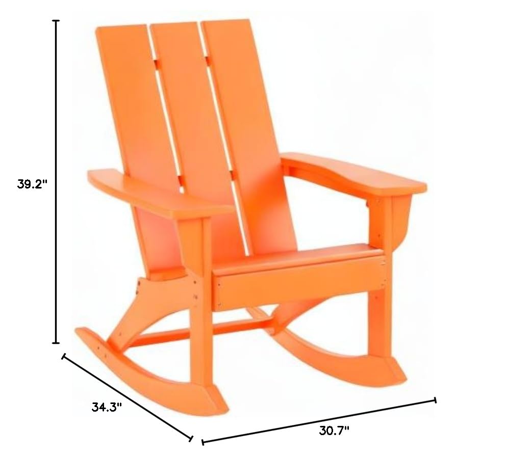 WO Home Furniture 4-Piece Patio Rocking Chair Set - Traditional Outdoor HDPE Rockers with UV & Weather Resistance (Dark Green) - Perfect for Backyard, Garden, Porch & Poolside Relaxation