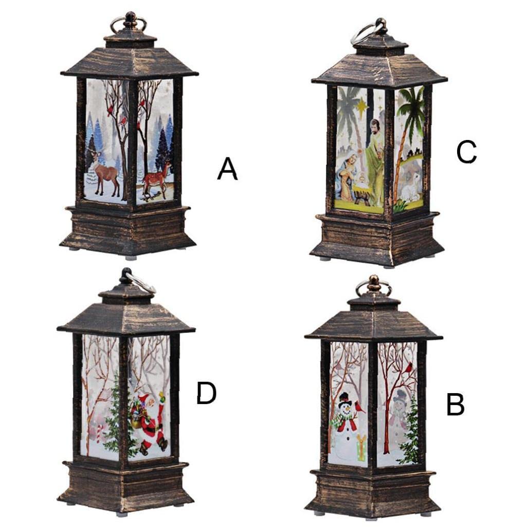 1pc Christmas Flame Lantern Candle Night Light - Hanging LED Outdoor Lantern & Desktop Decor for Holiday, Garden, Patio, Fireplace, and Party Decoration