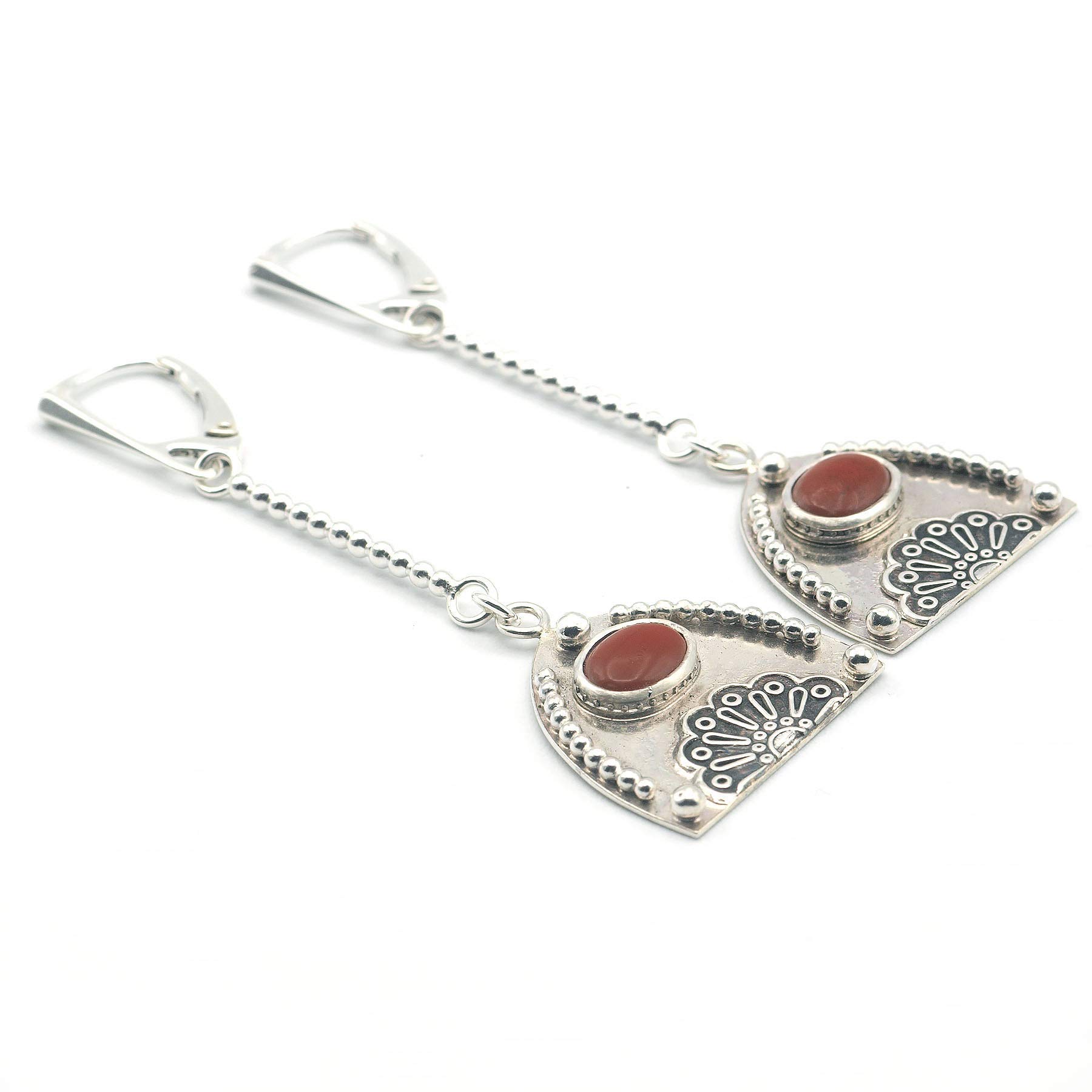 Red Jasper and Sterling Silver 925 Earrings for Women - Natural Stone Dangle Earrings for Healing, Meditation & Spiritual Jewelry Gifts
