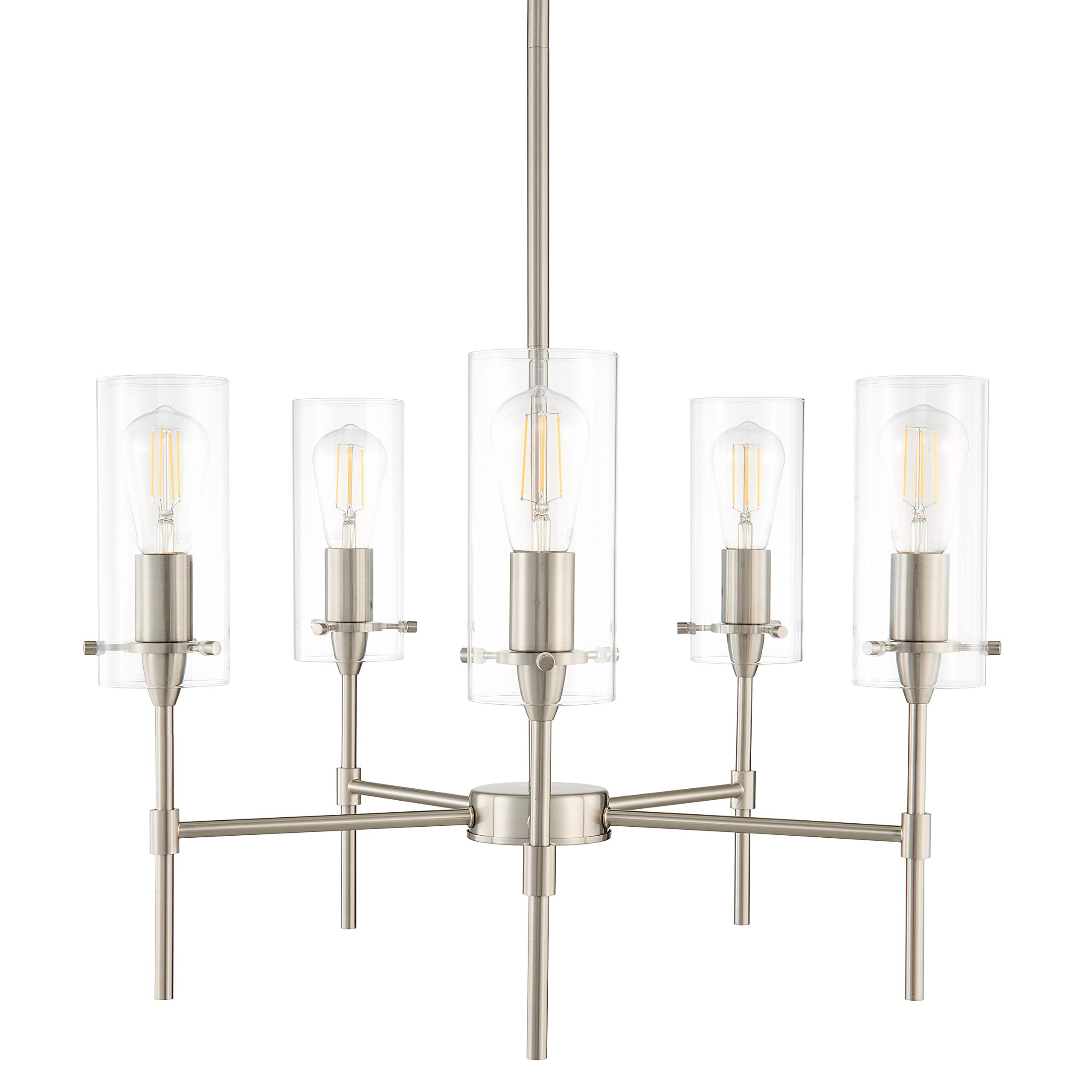 Linea di Liara Effimero 5-Light Brushed Nickel Chandelier - Modern Farmhouse Dining Room & Kitchen Pendant Light Fixture, UL Listed, Perfect for Dining Tables and Kitchen Islands