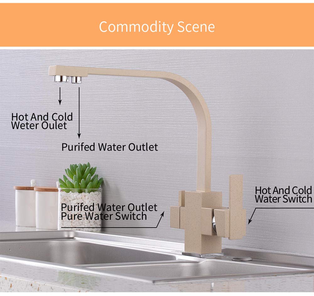 360° Rotating Chrome Kitchen Faucet with Water Purification - Deck Mounted Mixer Tap for Modern Kitchens