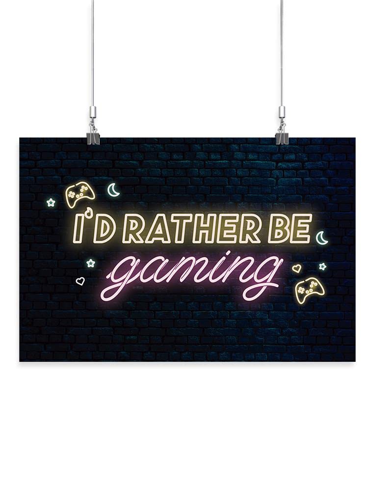 I'd Rather Be Gaming Poster - High Quality Wall Art for Gamers | Perfect for Gaming Room, Bedroom & Office Decor | SmartPrintsInk Designs